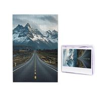 1000 Pieces Wooden Puzzles for Adults Jigsaw Puzzle Difficult Personalized Picture Puzzles Dark Road to Mountains Funny Wood Puzzle Modern Home Decor Wall Art Unique Gift (29.5" x 19.7")