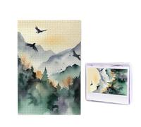 1000 Pieces Wooden Puzzles for Adults Jigsaw Puzzle Difficult Personalized Picture Puzzles Mountain Birds Watercolor Funny Wood Puzzle Modern Home Decor Wall Art Unique Gift (29.5" x 19.7")