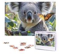 1000 Pieces Wooden Puzzles for Adults, Koala and Butterfly Personalized Jigsaw Puzzle Interesting Custom Photo Puzzles Gift for Holiday Birthday Wedding Anniversay