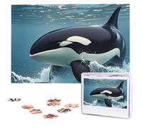 1000 Pieces Wooden Puzzles for Adults, Orca Killer Whale Personalized Jigsaw Puzzle Interesting Custom Photo Puzzles Gift for Holiday Birthday Wedding Anniversay