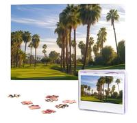 1000 Pieces Wooden Puzzles for Adults, Palm Tree Golf Course Personalized Jigsaw Puzzle Interesting Custom Photo Puzzles Gift for Holiday Birthday Wedding Anniversay