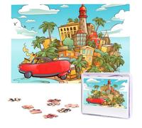 1000 Pieces Wooden Puzzles for Adults Personalized Island of Cuba Jigsaw Puzzle Interesting Custom Photo Puzzles Gift for Holiday Birthday Wedding Anniversay