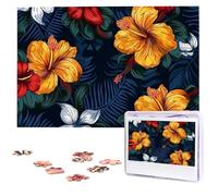 1000 Pieces Wooden Puzzles for Adults, Realistic Hawaiian Flowers Personalized Jigsaw Puzzle Interesting Custom Photo Puzzles Gift for Holiday Birthday Wedding Anniversay