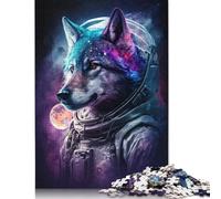1000 Pieces Wooden Puzzles for Adults Space Astronaut Wolf Jigsaws Family Game Puzzle Gifts for Friend 1000pcs (75x50cm)