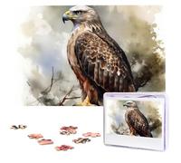 1000 Pieces Wooden Puzzles for Adults, Watercolor of Hawk Personalized Jigsaw Puzzle Interesting Custom Photo Puzzles Gift for Holiday Birthday Wedding Anniversay