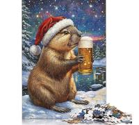 1000 Pieces XMAS Bober Beer Santa for Adults Difficult Jigsaw Puzzles Wood Puzzles Wooden Puzzles Game Toys for Adults 1000pcs (75x50cm)