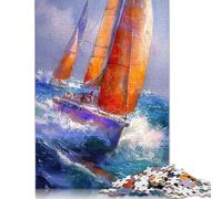 1000 Pieces Yacht Boat Racing 2 Puzzle Jigsaw Adults Puzzles Difficulty Jigsaw Educational Game Toy (75x50cm)