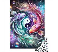 1000 Pieces Yin Yang Koi Paper Puzzle for Adults Mind Training Stress Relief Wall Art Decorative Yin Yang Fish Paper Jigsaw 52x38cm/1000pcs