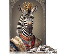 1000 Pieces Zebra King Portrait Jigsaw Puzzles for Adults Paper Puzzle Educational Game for Adult Teenagers 1000pcs (75x50cm)