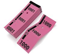 1000 Pink Cloakroom Tickets - Numbered 1 to 1000 - 3-Part Tear-Off Stubs - 160gsm Durable Paper - 20 Pads of 50 - Ideal for Events, Raffle, Coat Check - 5x14cm