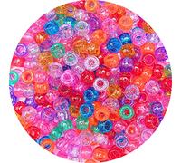 1000 Pony Beads, 6x9 mm Large Hair Beads for Braids, Glitter (Pink Dream Color, Medium Pack)
