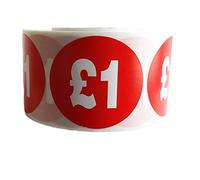 1000 Printed £1 Pound Shop Removable Price Labels Stickers 45mm Diameter Red Circle Easy Peel Self Adhesive Retail Shop Display For Pricing Tagging Gun
