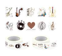 1000 Ps Music Stickers 2 Roll Musical Note Self-Adhesive Stickers for Music Lovers Kids Teens,8 Styles Shaped Reward Scrapbook Laptop Guitar Decor for DIY Labels