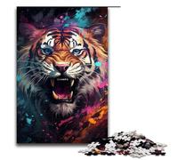 1000 Puzzle Angry Colorful Tiger Wooden Children's Puzzle Family Parent-child Interaction 1000 PCS(75x50cm)