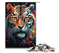1000 Puzzle Colorful Angry Tiger Wooden Children's Puzzle Family Parent-child Interaction 1000 PCS(38x26cm)