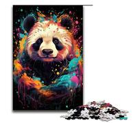1000 Puzzle Colorful Psychedelic Painting Panda Wooden Children's Puzzle Family Parent-child Interaction 1000 PCS(75x50cm)