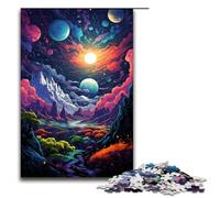 1000 Puzzle Colorful Psychedelic Planetary Landscape Wooden Children's Puzzle Family Parent-child Interaction 1000 PCS(75x50cm)