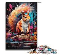 1000 Puzzle Colorful Psychedelic Squirrel Wooden Children's Puzzle Family Parent-child Interaction 1000 PCS(38x26cm)