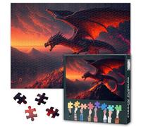 1000 Puzzles for Adults Dragon Puzzle for Relaxation Fantasy Dragon Challenging Puzzles Fire Dragons Modern Artwork Puzzle Brain Teaser Game Crafts Relaxing and Stress Relief Artwork(27.5x19.7in)