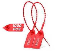 1000 Red Plastic Fire Extinguisher Tamper Seal, Numbered Security Tags, Self-Locking Pull Tight Zip Ties for Fire Extinguishers, First Aid Kits, Containers and Equipment Inspection