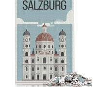 1000 Salzburg Cathedral Poster Creative Square Jigsaw Puzzles for Adults, Paper Puzzles Unique Challenge Games 38x26cm/1000pcs