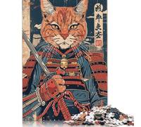 1000 Samurai Cat Jigsaw Puzzles for Adults Teenager & Wooden Puzzles Family Games 1000pcs (75x50cm)