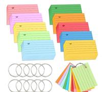 1000 Sheets Index Cards Flash Cards 74x51mm A8 Small Revision Cards,Flashcards 10 Colours Record Cards with 10 Binder Rings Study Office Note Pads School Learning Memo,100 Sheets/Pad,10 Pads Totall