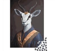 1000 Springbok Portrait Creative Square Jigsaw Puzzles for Adults, Wooden Puzzles Unique Challenge Games 1000pcs (75x50cm)