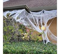 1000 sqft Stretchy Spider Web Halloween Cotton Cobweb with 60 Small Fake Spiders Yard Party Decor