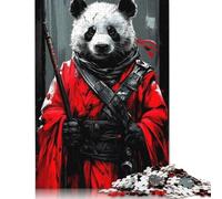 1000 Stoic Panda Warrior Creative Square Jigsaw Puzzles for Adults, Wooden Puzzles Unique Challenge Games 1000pcs (75x50cm)