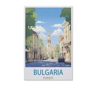 1000-Stück Puzzle Für Erwachsene Und Kinder-Papier puzzle，Vintages Reiseplakat Bulgariens Plovdiv，Familie Interaktive Spiele Große Ferien Freizeit（38x26cm）-F41