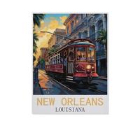1000 Stück Puzzle,New Orleans Louisiana Vintage-Reiseposter,Erwachsene Kinder Holz spielzeug Lernspiel(75x50cm)-BH69