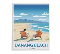 1000 Stück Puzzle,Vintages Reiseplakat Danang Beach Vietnam,Erwachsene Kinder Holz spielzeug Lernspiel(75x50cm)-C33
