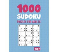 1000 Sudoku puzzle book for adults with solutions. Easy to hard. 8.5x11 in six puzzles per page