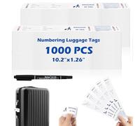 1000 Tags Paper Luggage Tags for Hotels Baggage Claim Check Tags with Transfer Tape Serial Numbering Paper Luggage Tags Hotel Luggage Claim Tag Claim Ticket for Suitcase Motel Bag Storage (White)