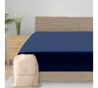 1000 TC Egyptian Cotton Fitted Sheet, 1 Pc Fitted Sheets for Double Mattress, 41cm/16" Deep Fitted Sheets, Navy Blue