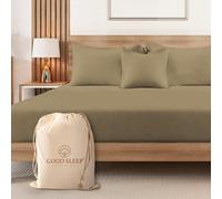 1000 TC Egyptian Cotton Fitted Sheet, 1 Piece Fitted Sheets for Double Mattress, Soft Double Fitted Sheet, Comforting Fitted Bed Sheets Double Size 41cm/16" Deep Fitted Sheets Double Bed, Taupe Sheet