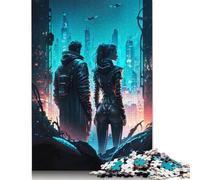 1000 Techno Couple Future City Jigsaw Puzzles for Adults Teenager & Wooden Puzzles Family Games 1000pcs (75x50cm)