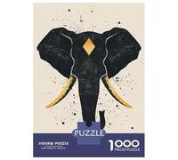 1000 Teenager Pieces Jigsaw Puzzle Abstract Elephant Vector Portrait with Golden Tusks Jigsaw Puzzle Toy Wall Decor Difficult Challenge Gifts for Friends And Family 38x26cm/1000pcs