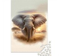 1000 Teenager Pieces Jigsaw Puzzle African Elephant Art Print-2 Jigsaw for Adults Relax Games Birthday Present Gifts for Friends And Family 38x26cm/1000pcs