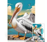 1000 Teenager Pieces Jigsaw Puzzle American White Pelican, Practical Game, Difficult Challenge, Artists Collection, Fine Art 38x26cm