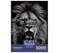 1000 Teenager Pieces Jigsaw Puzzle Angry Lion Black And White Jigsaw Puzzle Toy Wall Decor Difficult Challenge Gifts for Friends And Family 70x50cm/1000pcs