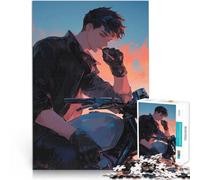 1000 teenager Pieces Jigsaw Puzzle Anime Boy on Motorcycle Denksportaufgabe für Die Liebe zwischen Paaren stärken38x26cm