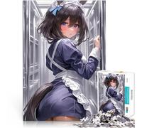 1000 teenager Pieces Jigsaw Puzzle Anime Maid with Horse Ears Analyse und Logik mit passendem Poster und Quizblatt38x26cm
