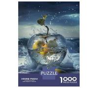 1000 Teenager Pieces Jigsaw Puzzle Apple in Water with Splash Effect Teenager Puzzles Relaxing Games Enhance Memory Gifts for Friends And Family 52x38cm/1000pcs