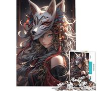1000 Teenager Pieces Jigsaw Puzzle Artistic Samurai Heroine in Decorative Pattern Difficult And Challenge But Fun And Humorous Toy Wall Decor Suitable for Ages 14 And Up (50X75cm)