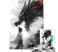 1000 Teenager Pieces Jigsaw Puzzle Asian Ink Shadow Drake Educational Challenge Staycation Kill Time DIY Toys for 14+ Puzzle Game Offered (50x75cm)