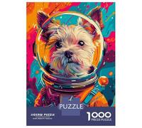 1000 Teenager Pieces Jigsaw Puzzle Astronaut Terrier Space Jigsaw Puzzle Hands-on Game Difficult Hard Gifts for Friends And Family 52x38cm/1000pcs
