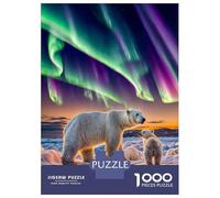 1000 Teenager Pieces Jigsaw Puzzle Aurora Over Polar Bears Jigsaw for Adults Hands-on Game Improve Memory Birthday Present, Gifts, 70x50cm/1000pcs