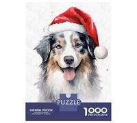 1000 Teenager Pieces Jigsaw Puzzle Australian Shepherd Xmas Puzzles for Adults Hands-on Game Stress Reliever Great Gift for Gaming 70x50cm/1000pcs